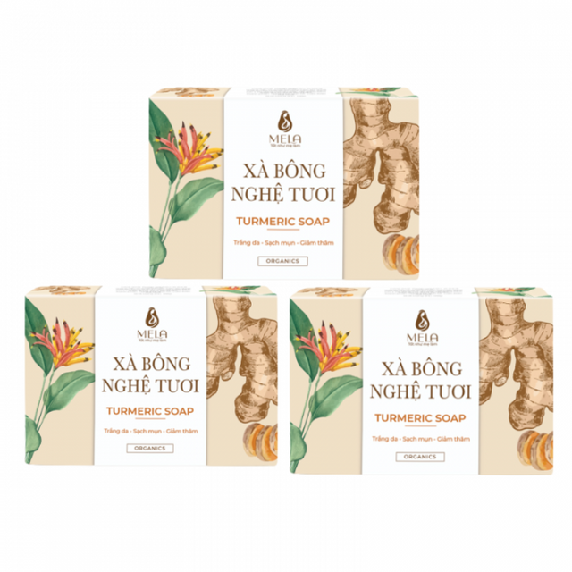 Combo 3 Hộp Xà Bông Nghệ Tươi Mela Giúp Da Mịn màng 1